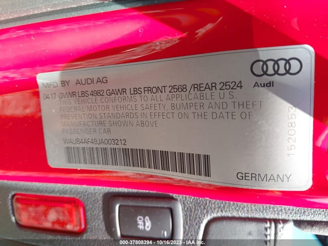 WAUB4AF49JA003212 Audi S4 Premium Plus