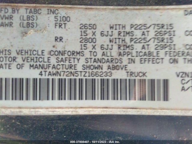 1996 TOYOTA TACOMA 4TAWN72N5TZ166233 Photo 8