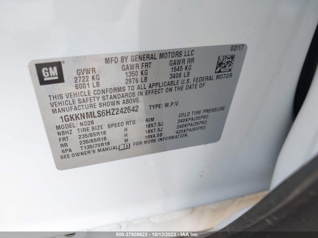 GMC Acadia Slt-1 2017 1GKKNMLS6HZ242642 Image 9