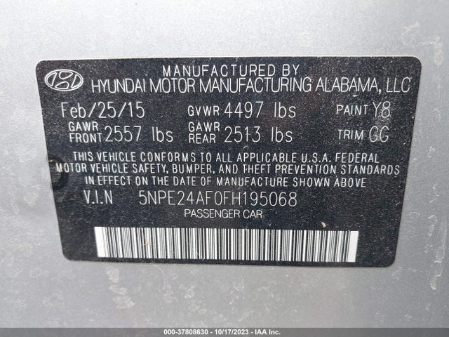 Hyundai Sonata 2.4l Se 2015 5NPE24AF0FH195068 Image 9