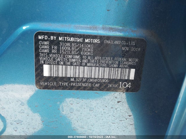 ML32F3FJ3KHF05906 Mitsubishi Mirage G4 Es