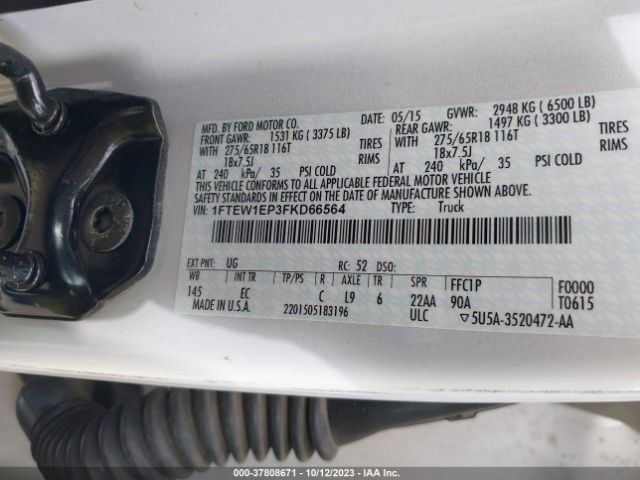 1FTEW1EP3FKD66564 Ford F-150 Xlt/xl/lariat