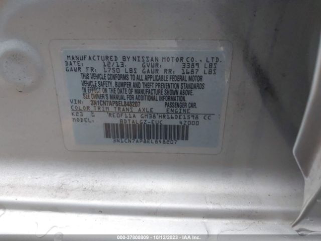 3N1CN7AP8EL848207 Nissan Versa Sl