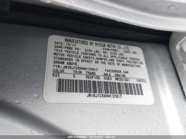 JN1BJ1CRXHW137917 Nissan Rogue Sport Sv