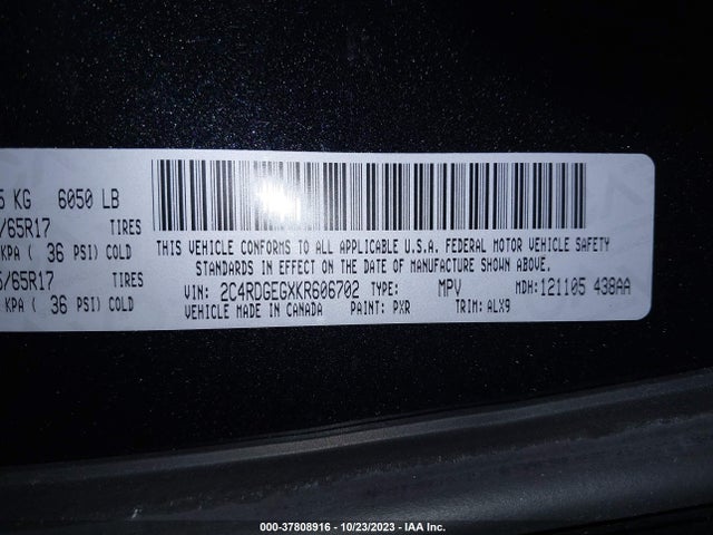 Dodge Grand Caravan Gt 2019 2C4RDGEGXKR606702 Image 9