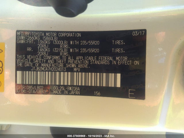 Lexus Rx Rx 350 2017 JTJBZMCA7H2024013 Image 9