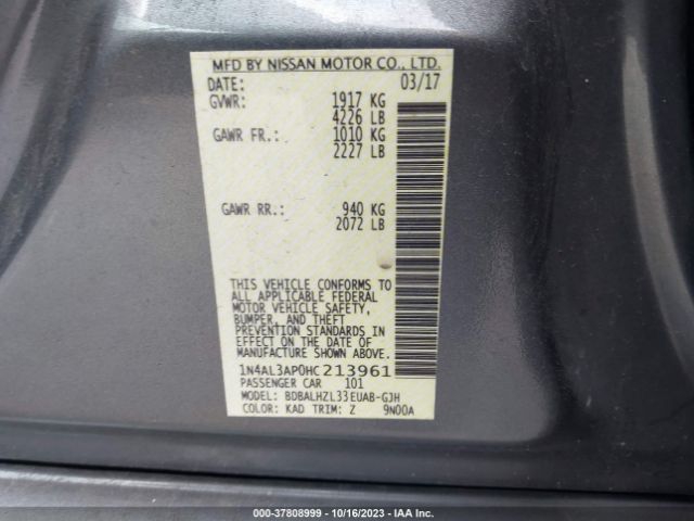 1N4AL3AP0HC213961 Nissan Altima 2.5 Sr