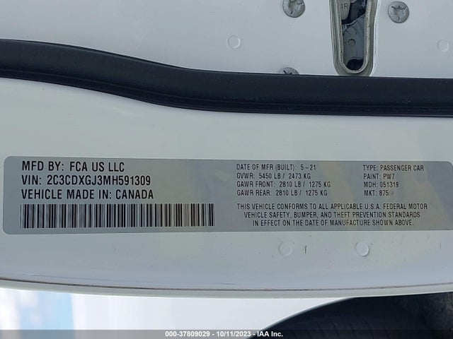 Dodge Charger Scat Pack 2021 2C3CDXGJ3MH591309 Image 9