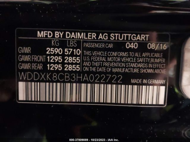 WDDXK8CB3HA022722 Mercedes-Benz S-class S 550