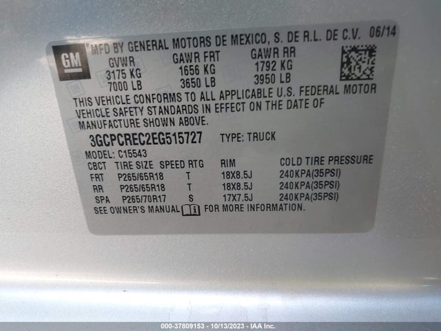 Chevrolet Silverado 1500 Lt 2014 3GCPCREC2EG515727 Image 9