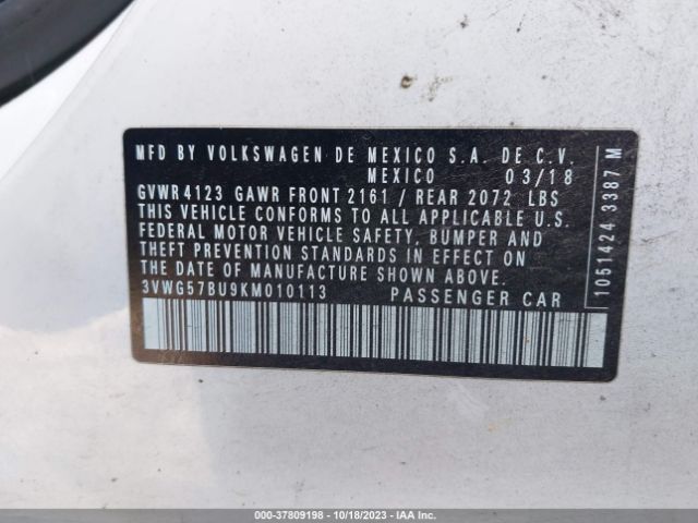 3VWG57BU9KM010113 Volkswagen Jetta 1.4t Sel Premium