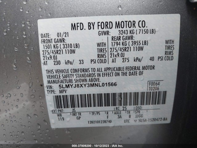 5LMYJ8XY3MNL01566 Lincoln Aviator Grand Touring