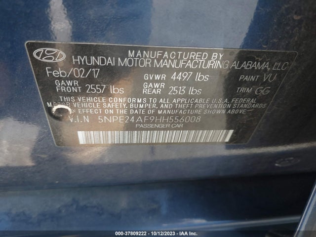 Hyundai SONATA SE 2017 5NPE24AF9HH556008 Image 9