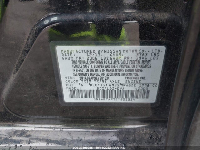2014 NISSAN SENTRA SV VIN: 3N1AB7AP9EY201334