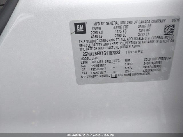 Chevrolet EQUINOX LS 2016 2GNALBEK1G1187322 Image 9
