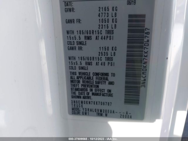 3N6CM0KN7KK706787 Nissan Nv200 Compact Cargo Sv