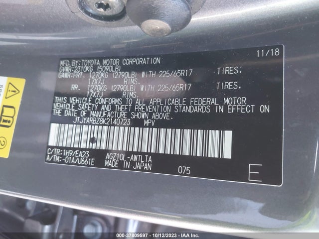 Lexus NX 2019 JTJYARBZ8K2140723 Image 9