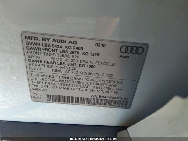 WA1BNAFYXK2070152 Audi Q5 Premium Plus