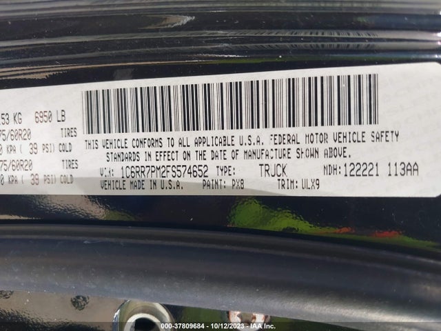 RAM 1500 Laramie Limited 2015 1C6RR7PM2FS574652 Image 9