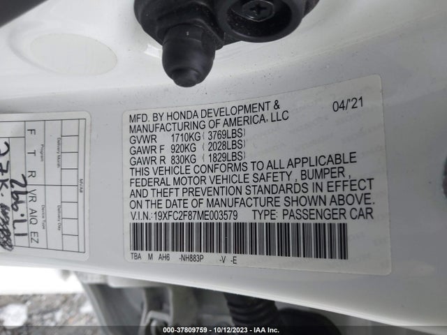 Honda Civic Sport 2021 19XFC2F87ME003579 Image 9