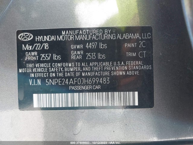 Hyundai SONATA SE 2018 5NPE24AF0JH699483 Image 9
