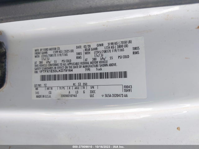 Ford F-150 Xl/xlt/lariat 2020 1FTFX1E53LKD79164 Image 9