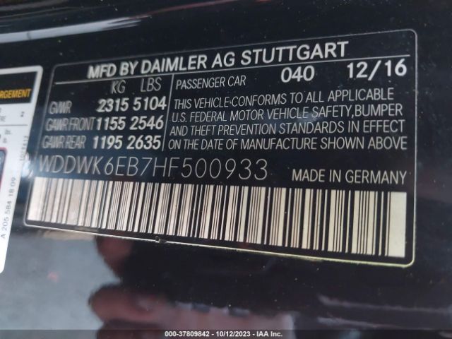 WDDWK6EB7HF500933 Mercedes-Benz C-class Amg C 43