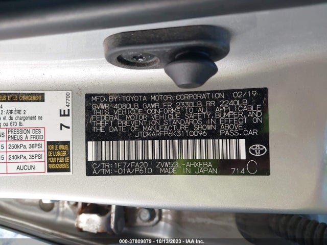 Toyota Prius Prime Plus/premium/advanced 2019 JTDKARFP6K3110096 Image 9