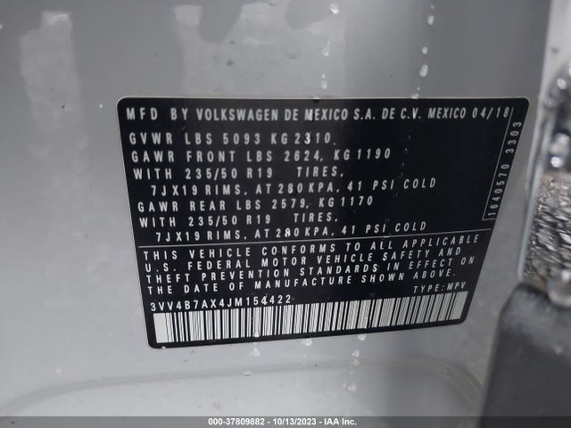 3VV4B7AX4JM154422 Volkswagen Tiguan Sel Premium