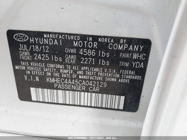 2012 HYUNDAI SONATA HYBRID VIN: KMHEC4A45CA042129