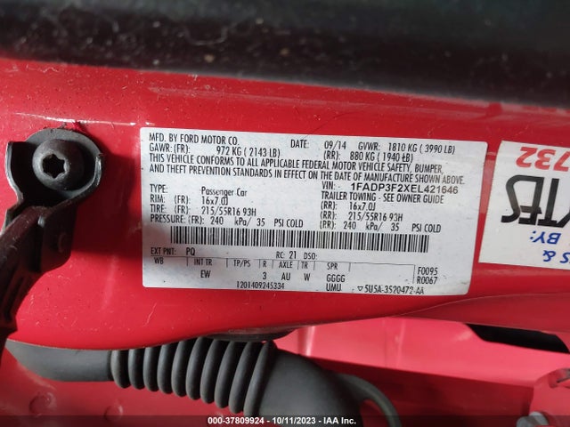 Ford FOCUS SE 2014 1FADP3F2XEL421646 Image 9
