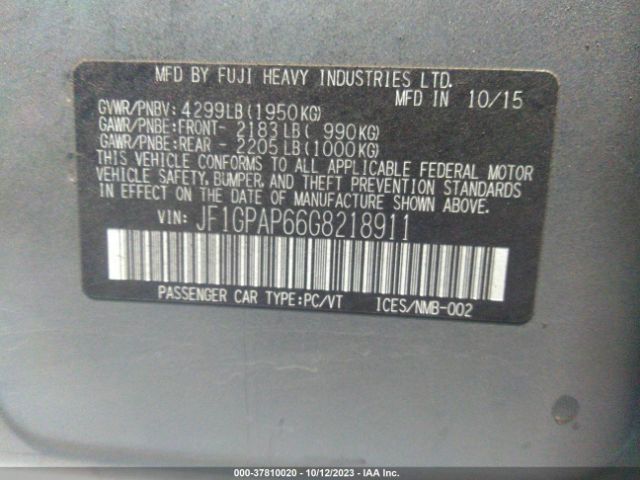 JF1GPAP66G8218911 Subaru Impreza Wagon 2.0i Sport Premium