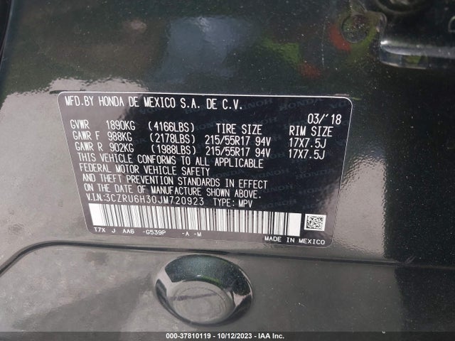 Honda HR-V LX 2018 3CZRU6H30JM720923 Image 9