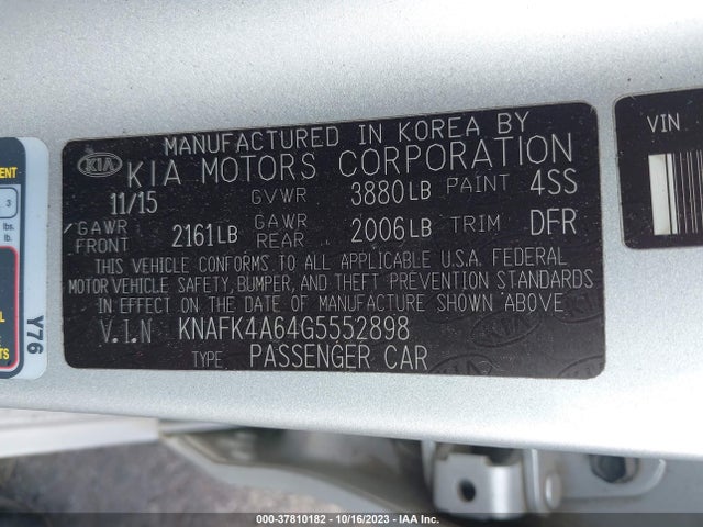 KIA FORTE LX 2016 KNAFK4A64G5552898 Image 9