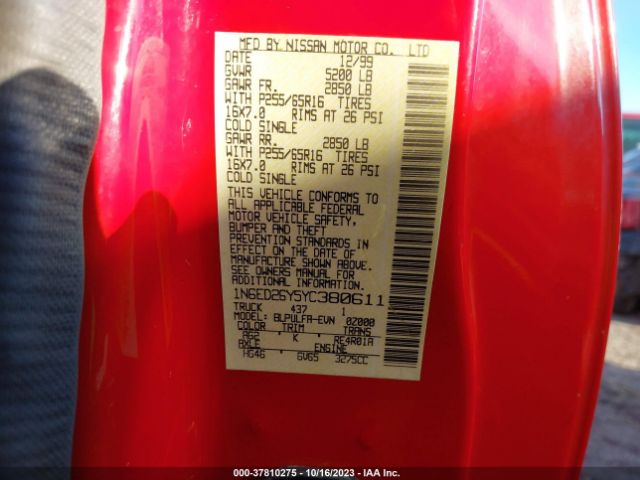 2000 NISSAN FRONTIER 4WD 1N6ED26Y5YC380611 Photo 8