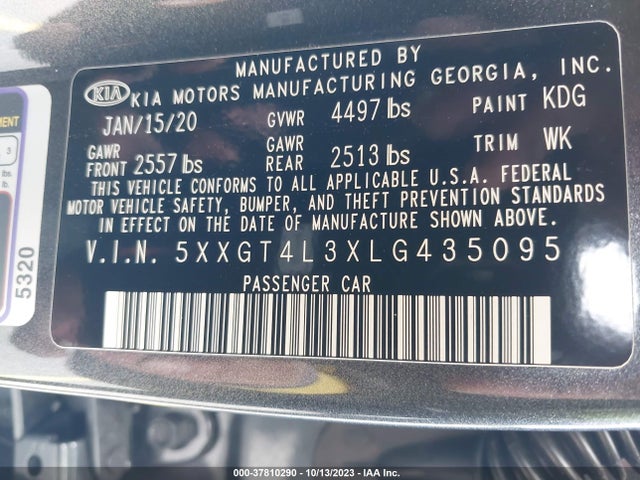 KIA Optima Se 2020 5XXGT4L3XLG435095 Image 9