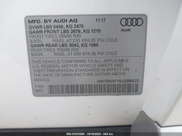 WA1BNAFY8J2096523 Audi Q5 Premium Plus