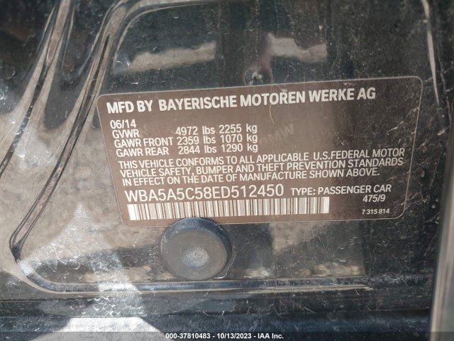 BMW 528I 2014 WBA5A5C58ED512450 Image 9