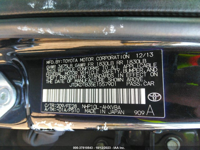 Toyota Prius C One/three/two/four 2014 JTDKDTB35E1557901 Image 9