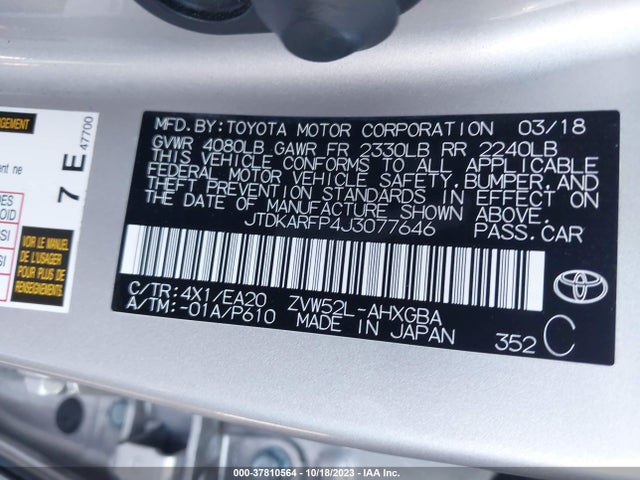 Toyota Prius Prime Plus/premium/advanced 2018 JTDKARFP4J3077646 Image 9