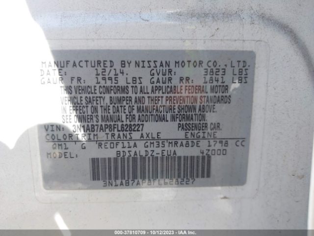 3N1AB7AP8FL628227 Nissan Sentra Sr/sl/s/sv/fe+ S