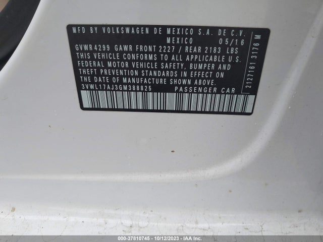 3VWL17AJ3GM388825 Volkswagen Jetta Sedan 1.8t Sel