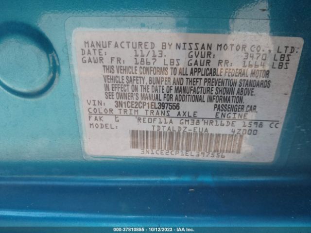 3N1CE2CP1EL397556 Nissan Versa Note Sv
