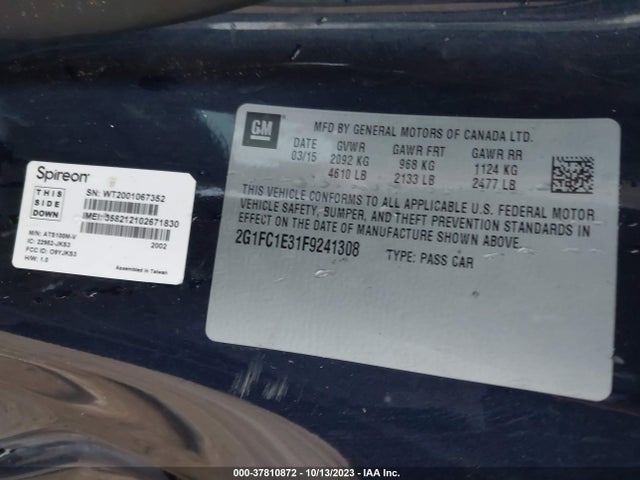 Chevrolet Camaro 1lt 2015 2G1FC1E31F9241308 Image 9