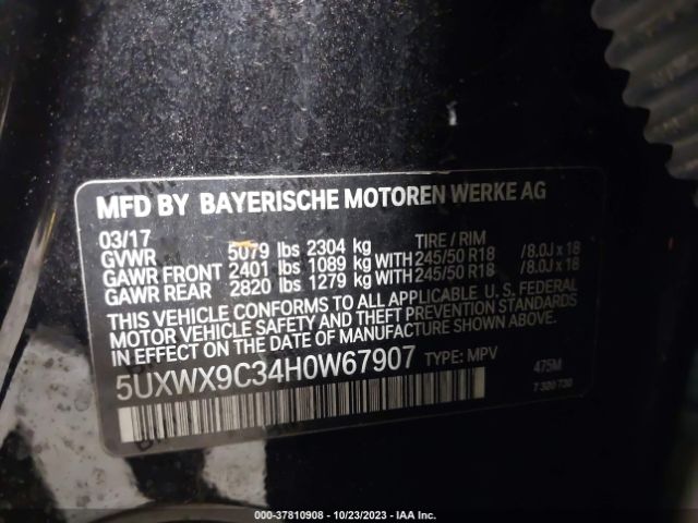 2017 BMW X3 5UXWX9C34H0W67907 Photo 8