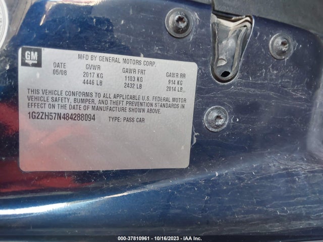 2008 PONTIAC G6 GT VIN: 1G2ZH57N484288094