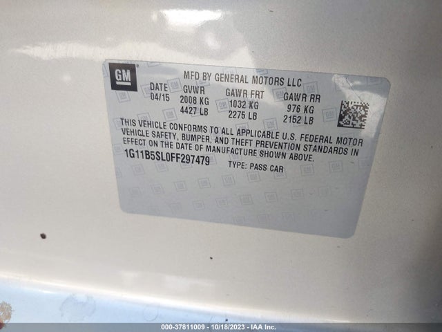 Chevrolet MALIBU LS 2015 1G11B5SL0FF297479 Image 9