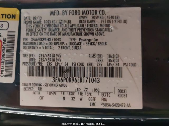 3FA6P0K96ER171043 Ford Fusion Titanium