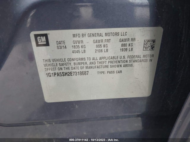 Chevrolet CRUZE LS 2014 1G1PA5SH2E7318687 Image 9