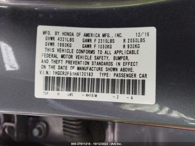 1HGCR2F51HA130183 Honda Accord Sedan Sport